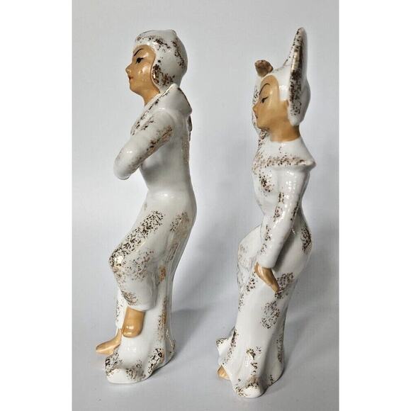 Vintage Lefton China/Asian Pair Chinese Porcelain Figurines Dancing Ladies PB177 - Picture 2 of 6